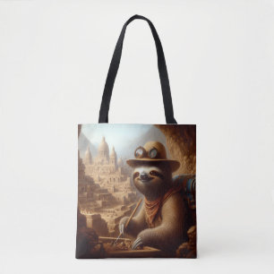 Sloth Archeologist Tote Bag