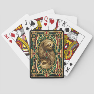 Sloth, Art Deco Wildlife Poker Cards