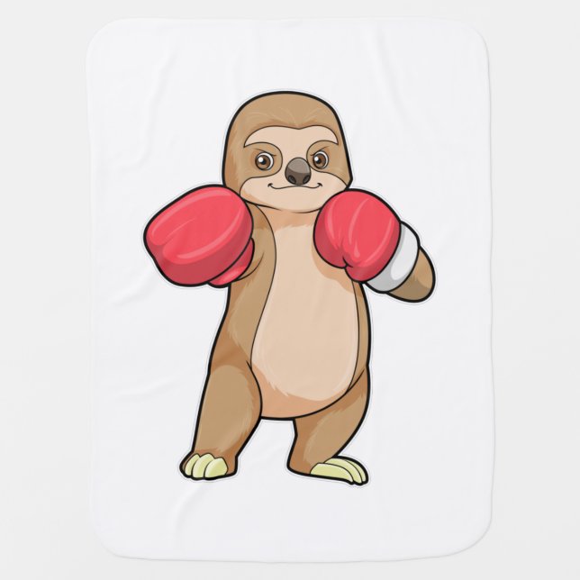 Sloth as Boxer with Boxing gloves Baby Blanket (Front)