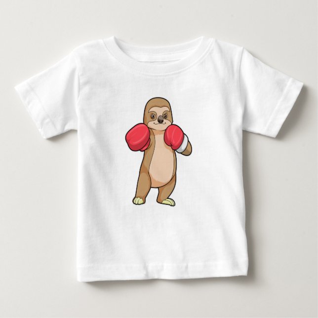 Sloth as Boxer with Boxing gloves Baby T-Shirt (Front)