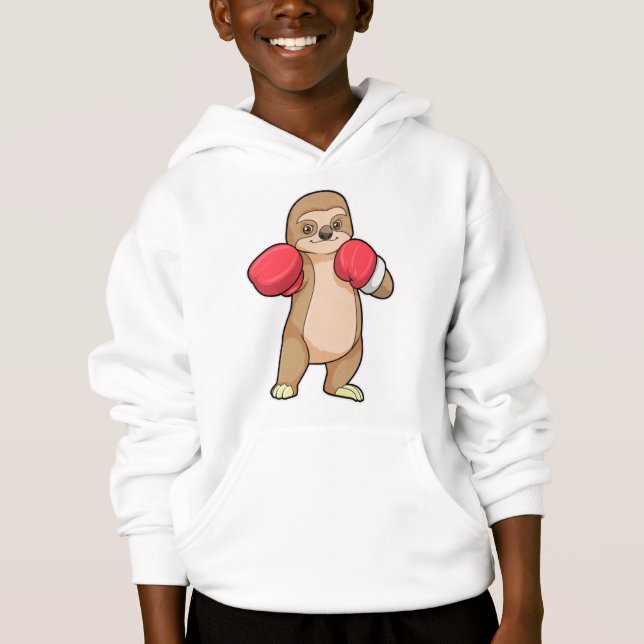 Sloth as Boxer with Boxing gloves Hoodie (Front)