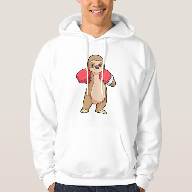 Sloth as Boxer with Boxing gloves Hoodie (Front)