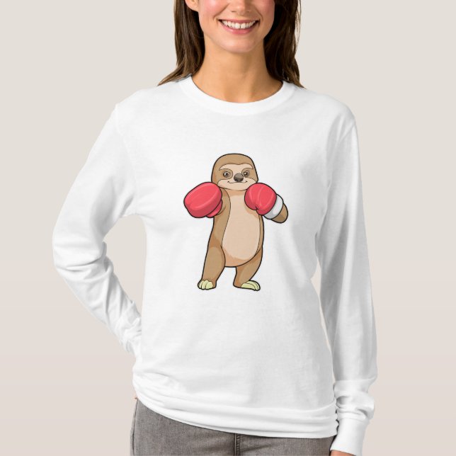 Sloth as Boxer with Boxing gloves T-Shirt (Front)