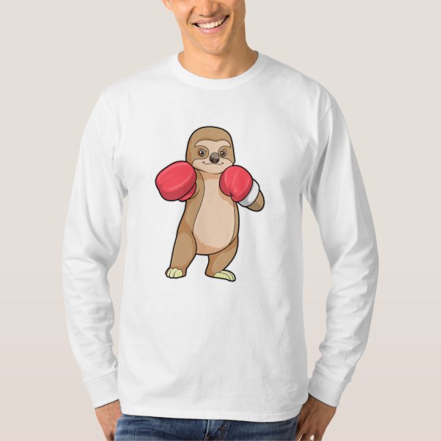 Sloth as Boxer with Boxing gloves T-Shirt (Front)