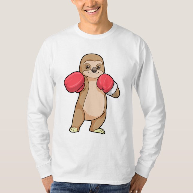 Sloth as Boxer with Boxing gloves T-Shirt (Front)