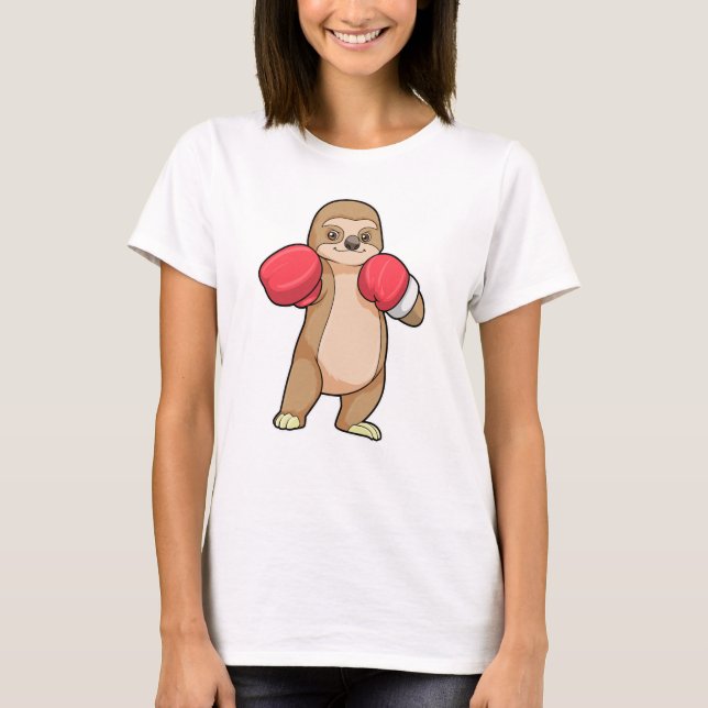 Sloth as Boxer with Boxing gloves T-Shirt (Front)