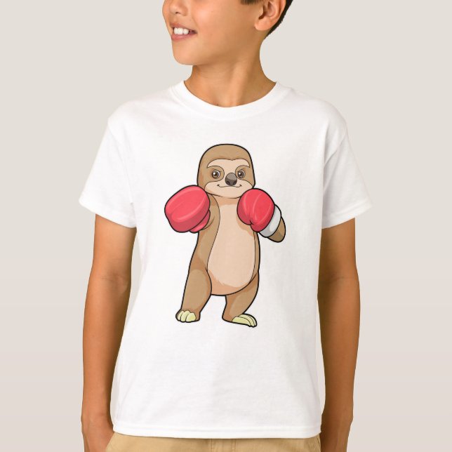 Sloth as Boxer with Boxing gloves T-Shirt (Front)