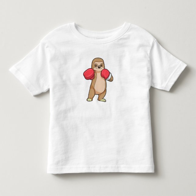 Sloth as Boxer with Boxing gloves Toddler T-shirt (Front)