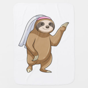 Sloth as Bride with Veil Baby Blanket