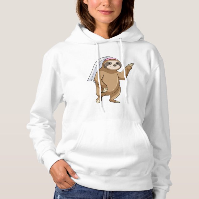 Sloth as Bride with Veil Hoodie (Front)