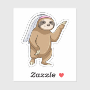 Sloth as Bride with Veil Sticker