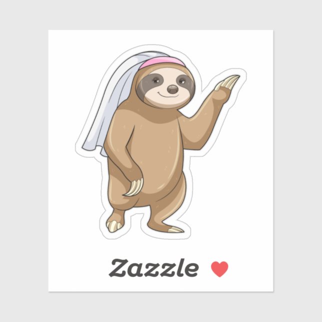 Sloth as Bride with Veil Sticker (Sheet)