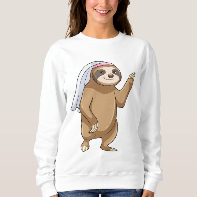 Sloth as Bride with Veil Sweatshirt (Front)