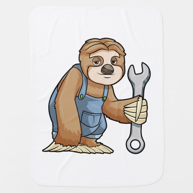 Sloth as Craftsman with Wrench Baby Blanket (Front)