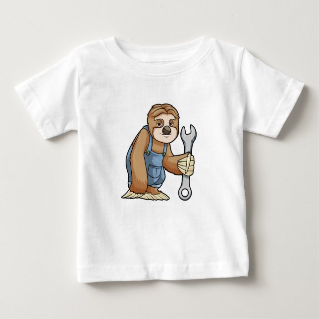 Sloth as Craftsman with Wrench Baby T-Shirt (Front)