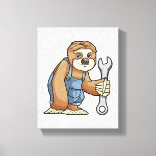 Sloth as Craftsman with Wrench Canvas Print