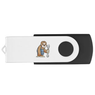 Sloth as Craftsman with Wrench Flash Drive