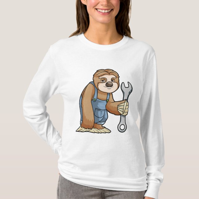 Sloth as Craftsman with Wrench T-Shirt (Front)