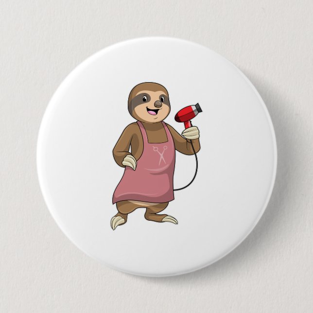Sloth as Hair stylist with Hairdryer Button (Front)