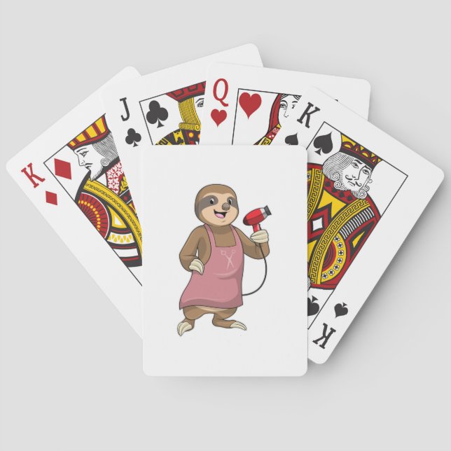 Sloth as Hair stylist with Hairdryer Poker Cards (Back)