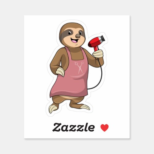 Sloth as Hair stylist with Hairdryer Sticker
