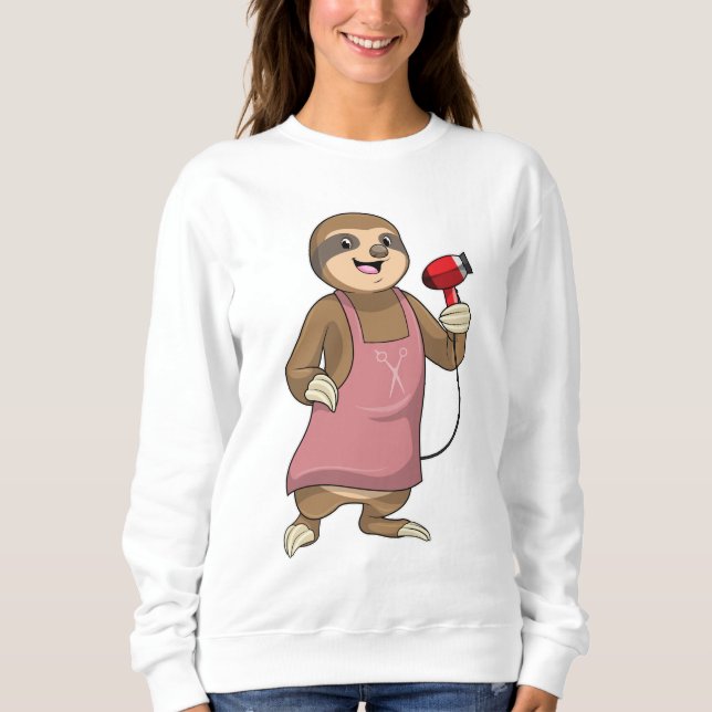 Sloth as Hair stylist with Hairdryer Sweatshirt (Front)