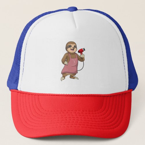 Sloth as Hair stylist with Hairdryer Trucker Hat