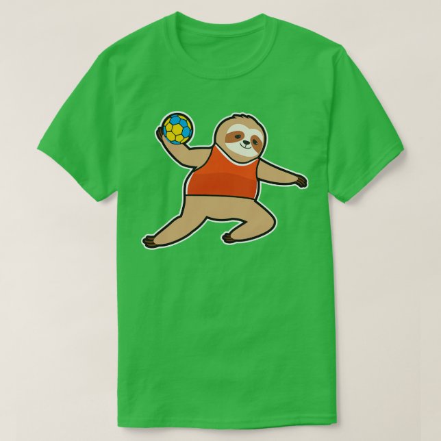 Sloth as Handball player with Handball 1 T-Shirt (Design Front)