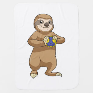 Sloth as Handball player with Handball Baby Blanket