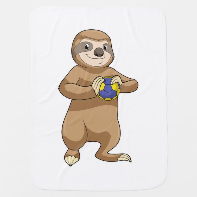 Sloth as Handball player with Handball Baby Blanket (Front)