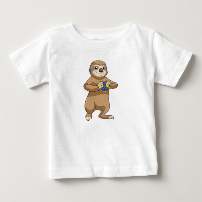 Sloth as Handball player with Handball Baby T-Shirt (Front)