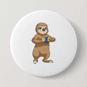 Sloth as Handball player with Handball Button