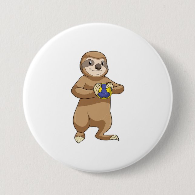 Sloth as Handball player with Handball Button (Front)