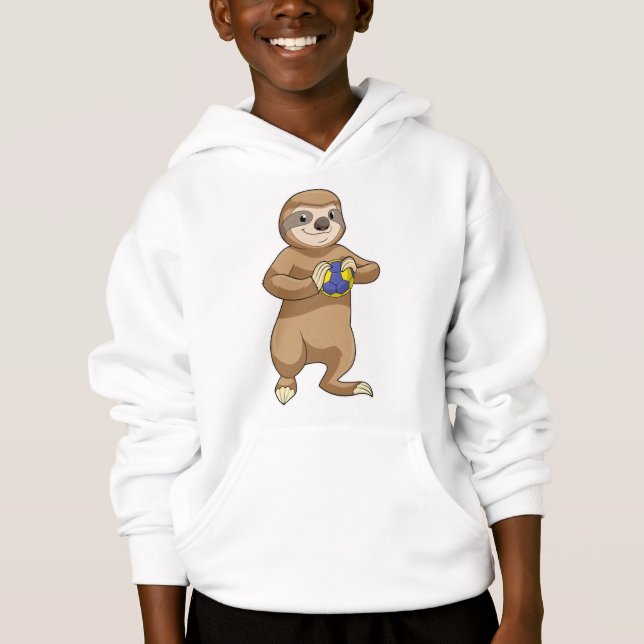 Sloth as Handball player with Handball Hoodie (Front)