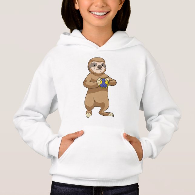 Sloth as Handball player with Handball Hoodie (Front)