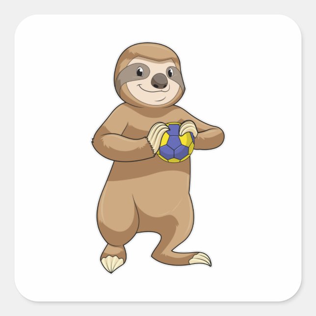 Sloth as Handball player with Handball Square Sticker (Front)