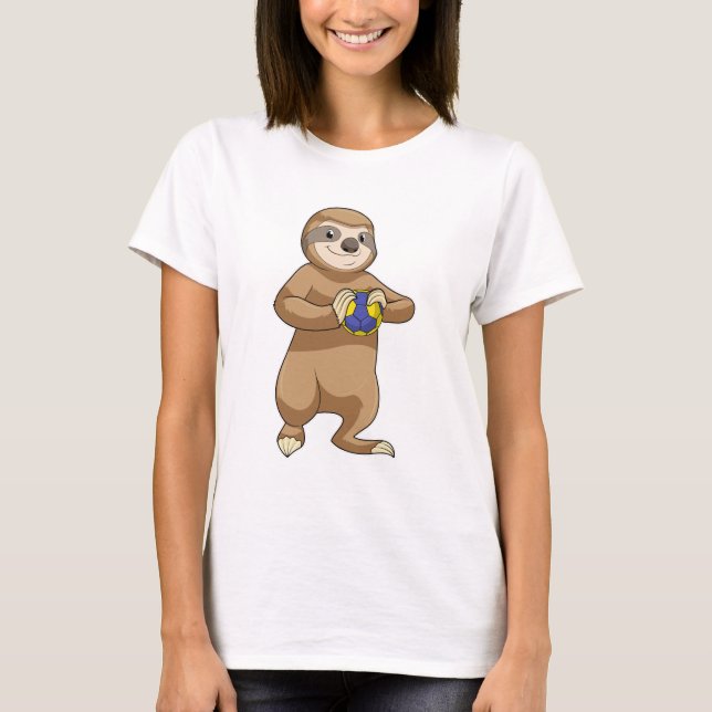 Sloth as Handball player with Handball T-Shirt (Front)