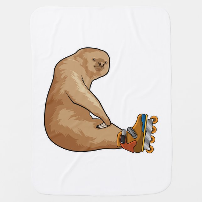 Sloth as Inline skater with Inline skates Baby Blanket (Front)