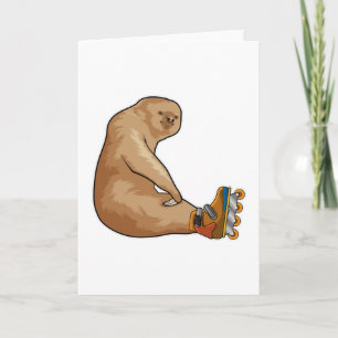 Sloth as Inline skater with Inline skates Card