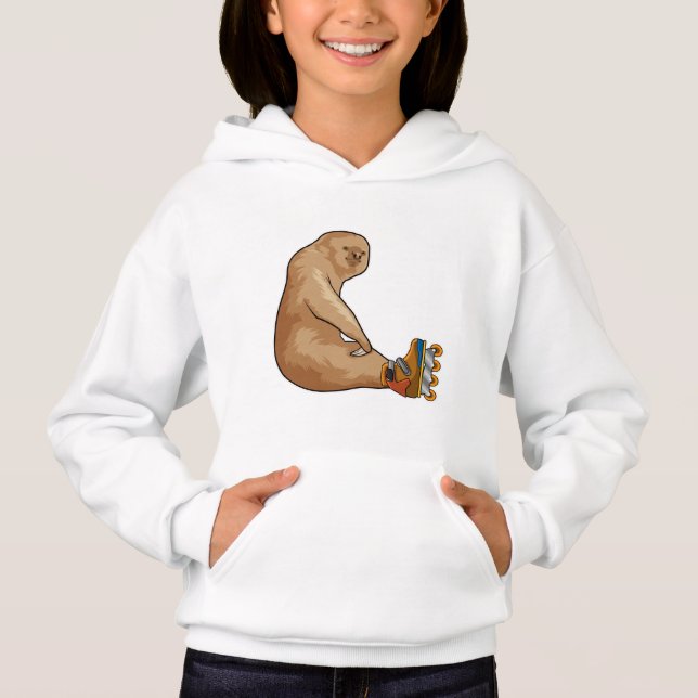 Sloth as Inline skater with Inline skates Hoodie (Front)