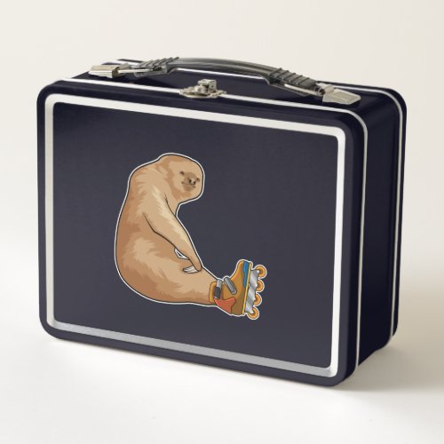 Sloth as Inline skater with Inline skates Metal Lunch Box