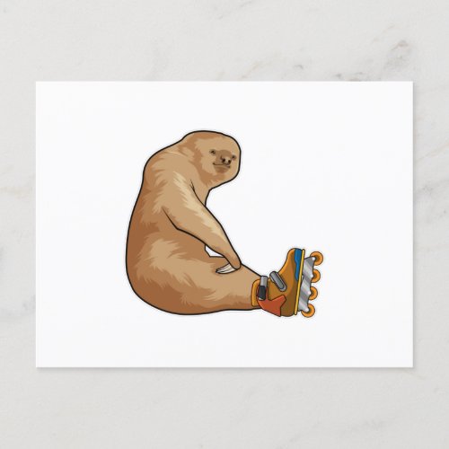 Sloth as Inline skater with Inline skates Postcard