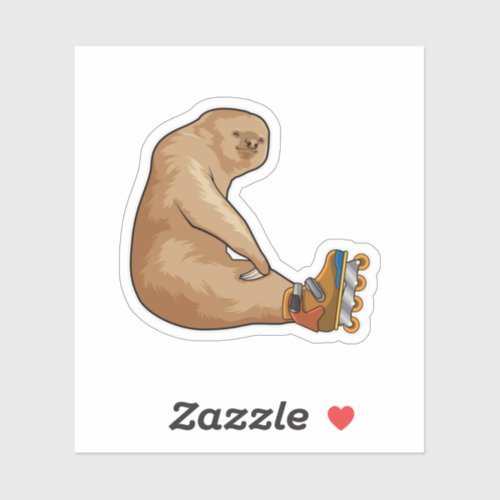 Sloth as Inline skater with Inline skates Sticker