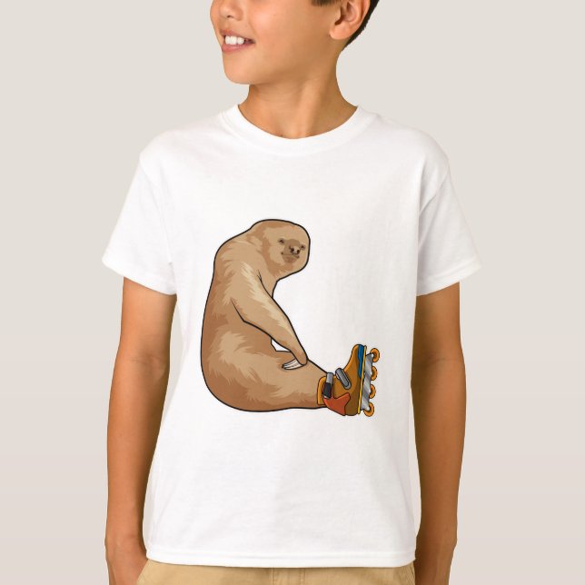 Sloth as Inline skater with Inline skates T-Shirt (Front)