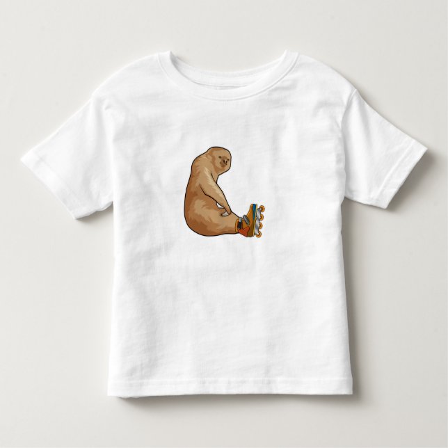 Sloth as Inline skater with Inline skates Toddler T-shirt (Front)