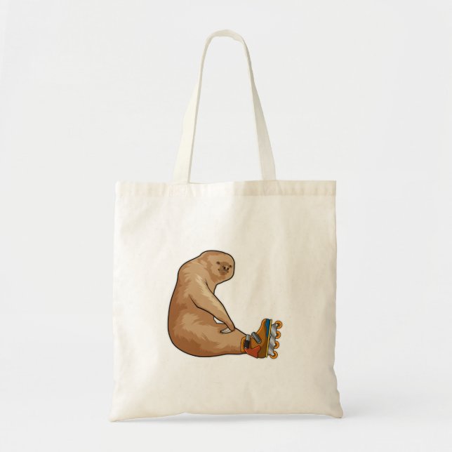Sloth as Inline skater with Inline skates Tote Bag (Front)