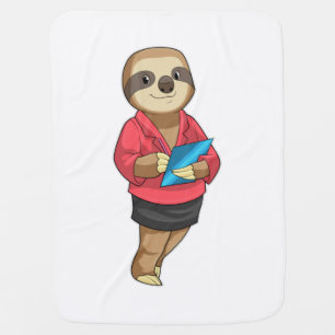 Sloth as Secretary with Notepad Baby Blanket