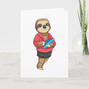 Sloth as Secretary with Notepad Card