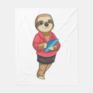 Sloth as Secretary with Notepad Fleece Blanket