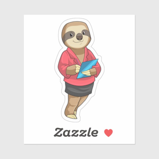Sloth as Secretary with Notepad Sticker (Sheet)